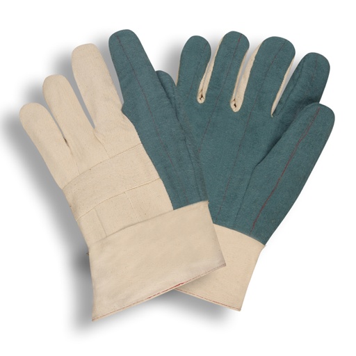 [2515G-Dozen] 12 Pairs - Cotton Hot Mill Green Quilted Palm Gloves