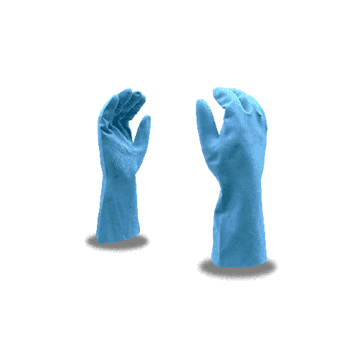 Latex Rubber Gloves – Blue 18 mil Flock Lined with Embossed Grip and Rolled Cuff