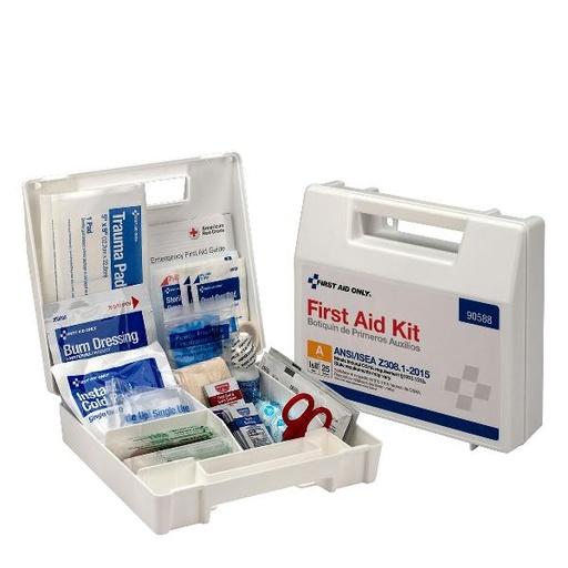 [90588] 25 Person First Aid Kit, ANSI 2015 Class A, Plastic Case with Dividers